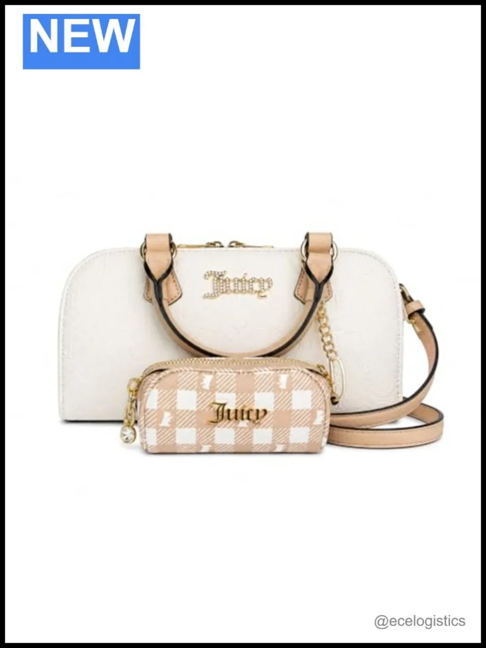 Faux Leather Satchel Handbag with Crossbody Strap and Mini Pouch